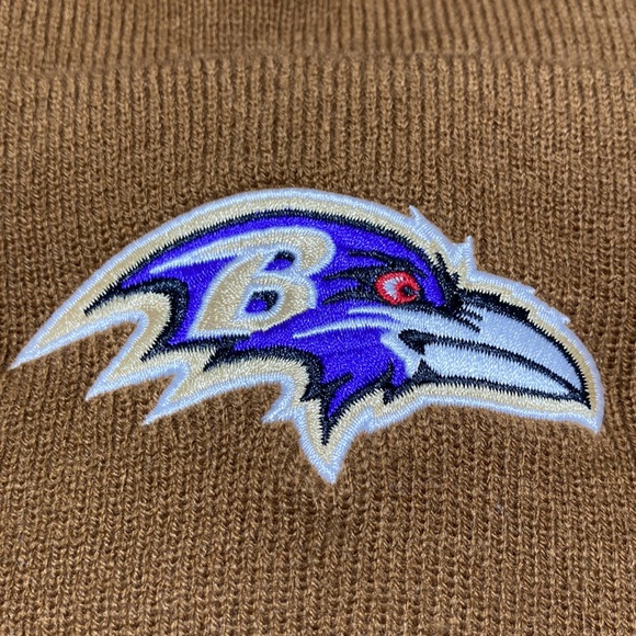 Men’s Baltimore Ravens Carhartt Brown NFL Beanie.  Adult One Size - Picture 2 of 8